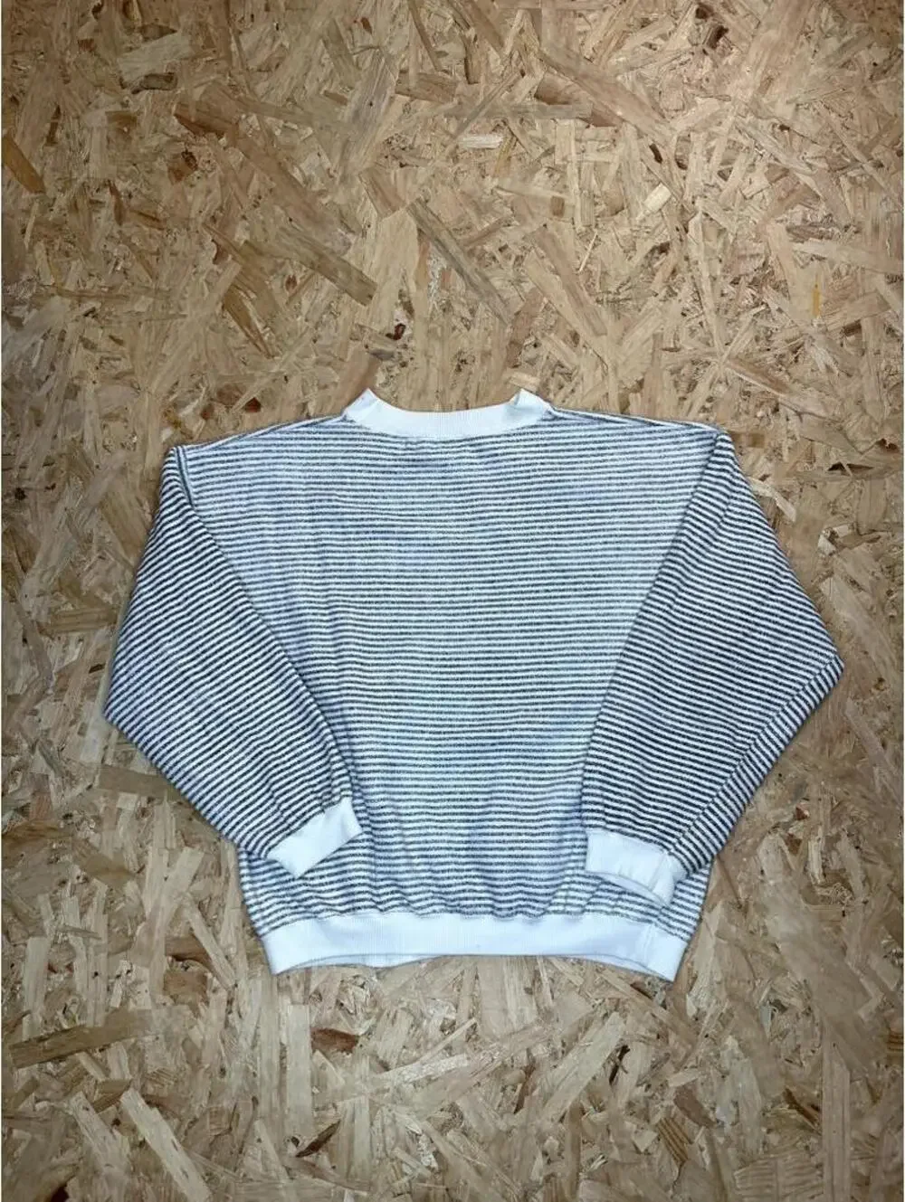 Vintage Saturdays BSB Sweatshirt Mens Medium White Striped Graphic Pullover